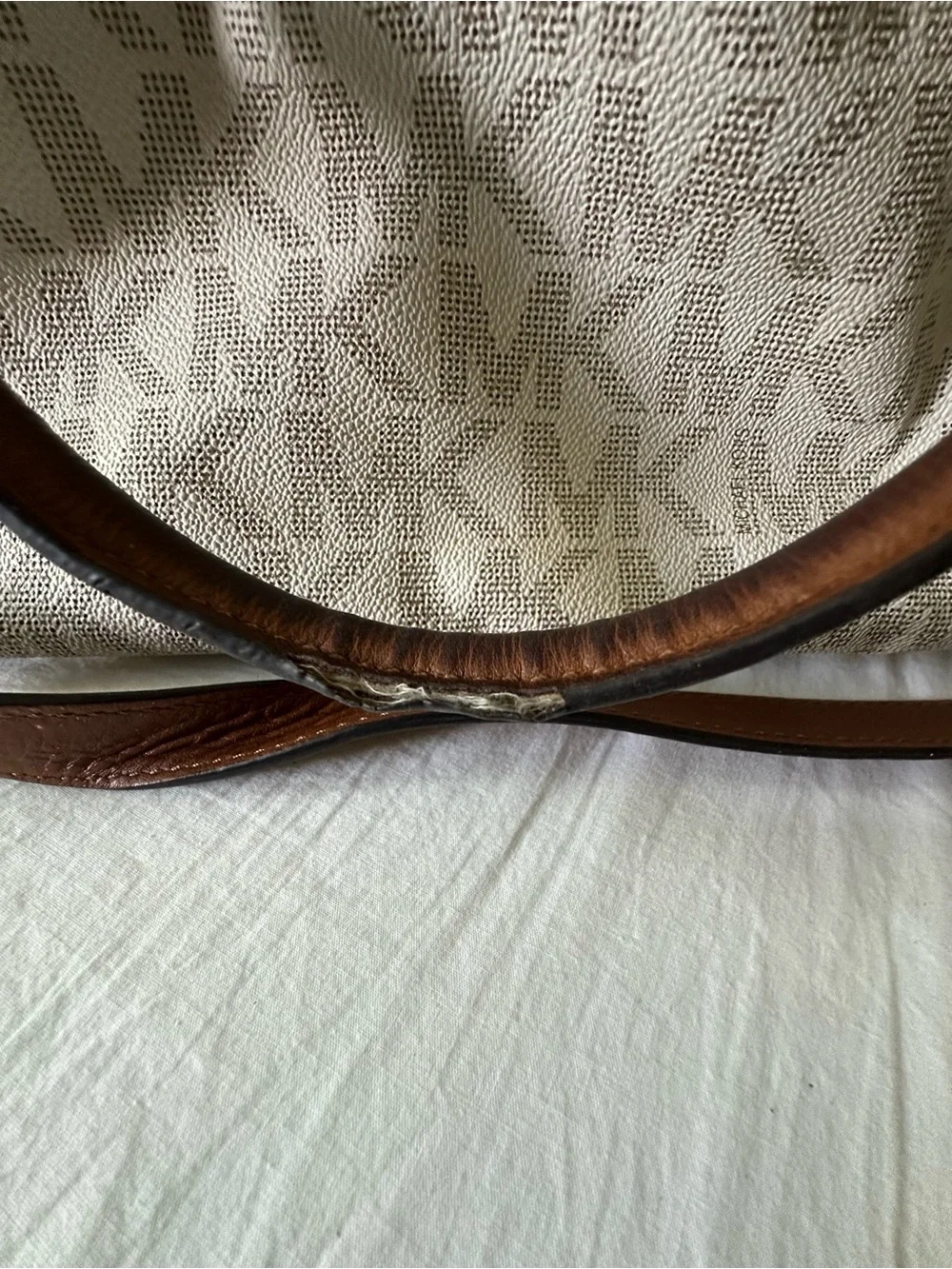 Michael Kors Cream & Brown Monogram Tote with Gold Hardware